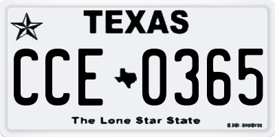 TX license plate CCE0365