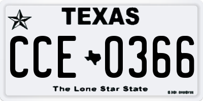 TX license plate CCE0366