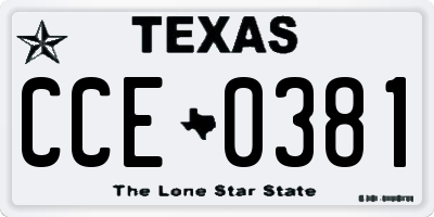 TX license plate CCE0381