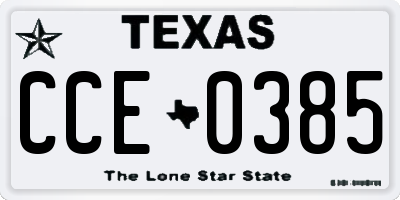 TX license plate CCE0385