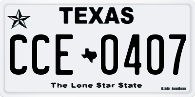 TX license plate CCE0407