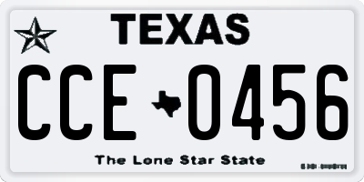 TX license plate CCE0456