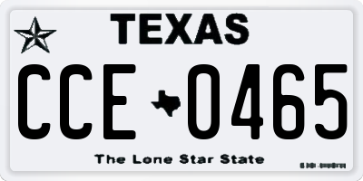 TX license plate CCE0465