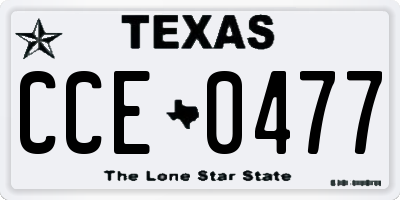 TX license plate CCE0477