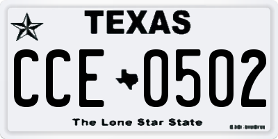 TX license plate CCE0502