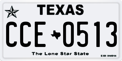 TX license plate CCE0513