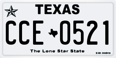 TX license plate CCE0521