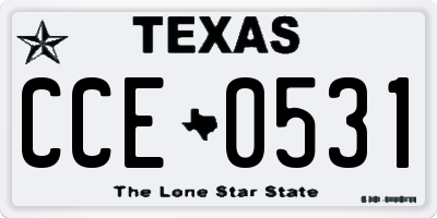 TX license plate CCE0531