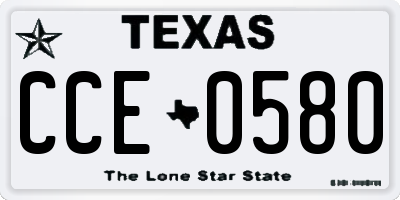 TX license plate CCE0580