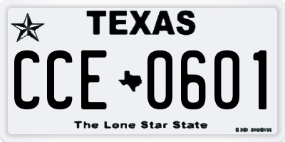 TX license plate CCE0601