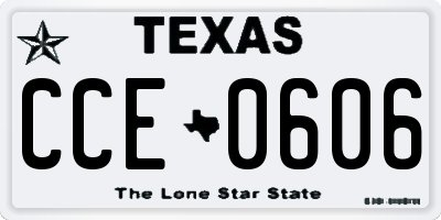 TX license plate CCE0606