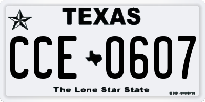 TX license plate CCE0607