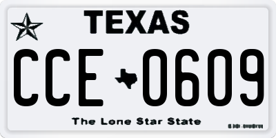 TX license plate CCE0609