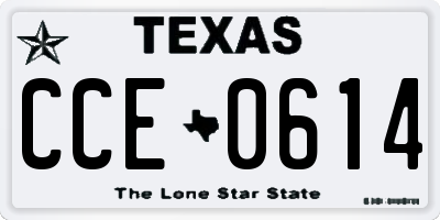 TX license plate CCE0614