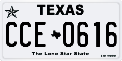 TX license plate CCE0616
