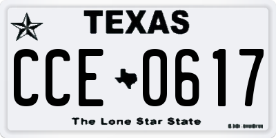 TX license plate CCE0617