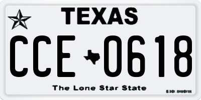 TX license plate CCE0618