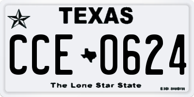 TX license plate CCE0624