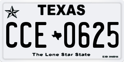 TX license plate CCE0625