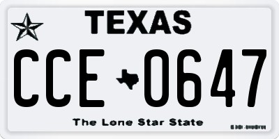 TX license plate CCE0647
