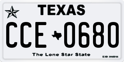 TX license plate CCE0680