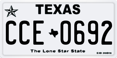 TX license plate CCE0692