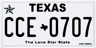 TX license plate CCE0707