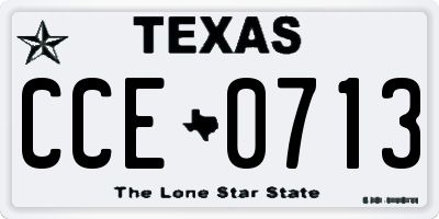 TX license plate CCE0713