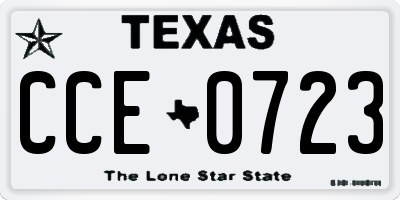 TX license plate CCE0723