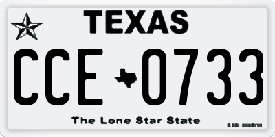 TX license plate CCE0733