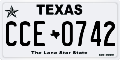 TX license plate CCE0742