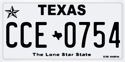 TX license plate CCE0754