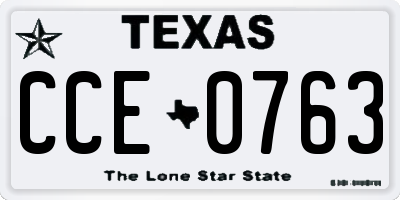 TX license plate CCE0763