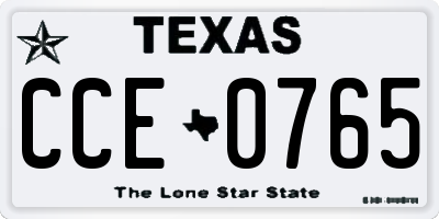 TX license plate CCE0765