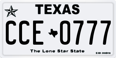 TX license plate CCE0777