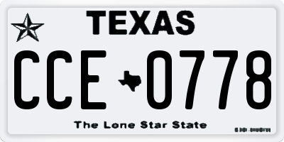 TX license plate CCE0778