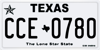 TX license plate CCE0780