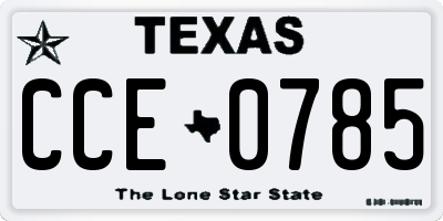 TX license plate CCE0785
