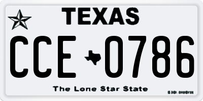 TX license plate CCE0786
