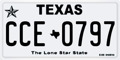 TX license plate CCE0797