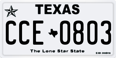 TX license plate CCE0803