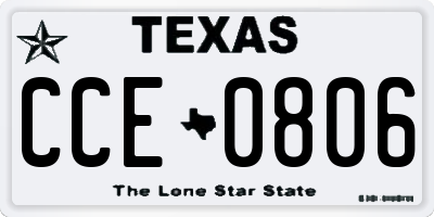 TX license plate CCE0806