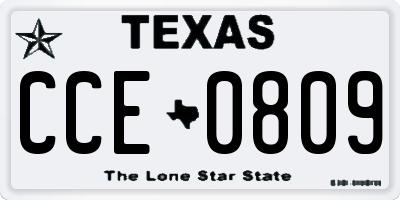 TX license plate CCE0809