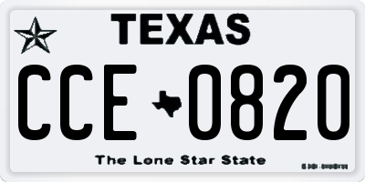 TX license plate CCE0820