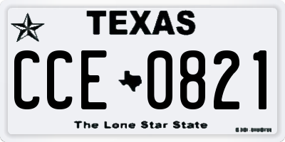 TX license plate CCE0821