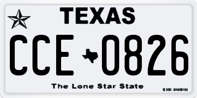 TX license plate CCE0826