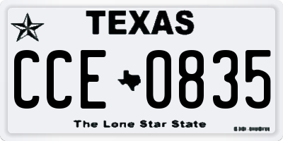 TX license plate CCE0835