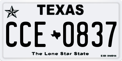 TX license plate CCE0837