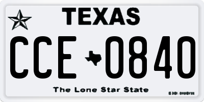 TX license plate CCE0840