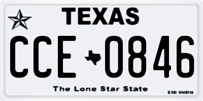 TX license plate CCE0846